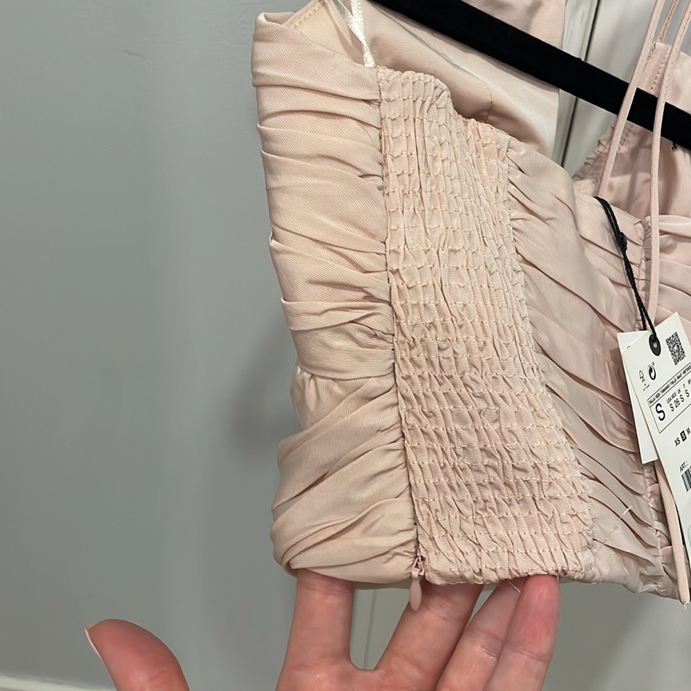 Zara Pink Ruched Crop Top - Picture 3 of 9